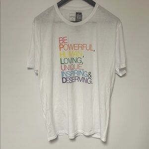 The Phluid Project White Tee with Multicolor Text